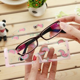 1PC Transparent Plastic Soft Eye Glasses Protector Case Metal Button Sunglasses Box