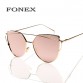 2016 New Cat Eye Sunglasses Women Vintage Fashion Rose Gold Mirror Sun Glasses Unique Flat Ladies Sunglasses Oculos UV400