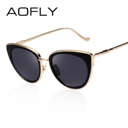 AOFLY Metal Frame Cat Eye Women Sunglasses Female Sunglasses Famous Brand Designer Alloy Legs Glasses oculos de sol feminino