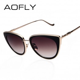 AOFLY Metal Frame Cat Eye Women Sunglasses Female Sunglasses Famous Brand Designer Alloy Legs Glasses oculos de sol feminino