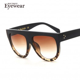 BOUTIQUE Woman Flat Top Mirror Sun Glasses Cat Eye Sunglasses French brand oculos De Sol