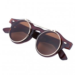 Creative Retro Two Layer Flip Lens Sunglasses Plastic Frame Fishing sunglasses anti-fog UV protect Driving Eyewear Accessories