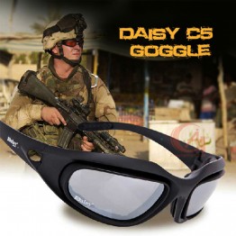 Daisy C5 Polarized Army Goggles, Military Sunglasses 4 Lens Kit, Men's Desert Storm War Game Tactical Glasses Sporting
