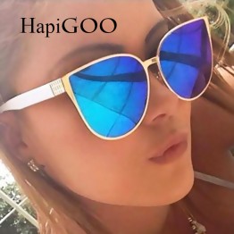 HapiGOO 2016 New Oversize Cat Eye Sunglasses Women Fashion Summer Style Big Size Frame Mirror Sunglasses Female Oculos UV400