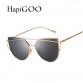 HapiGOO  New Women Cat Eye Sunglasses Fashion Women Brand Designer Twin-Beams Coating Mirror Sun glasses Female Sunglasses UV400