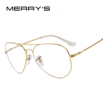 MERRY'S Fashion Women Titanium Glasses Frames Men Brand Titanium Eyeglasses Gold Shield Frame With Glasses