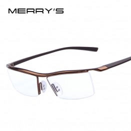 MERRY'S Men Optical Frames Eyeglasses Frames Rack Commercial Glasses Fashion Eyeglasses Frame Myopia Titanium Frame TR90 Legs