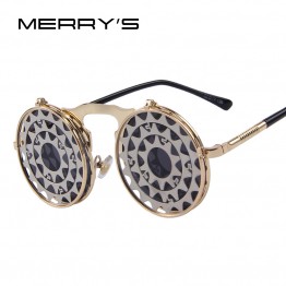 MERRY'S Steam Punk Gothic Vintage Clamshell Sunglasses Personality Clamshell Glasses Metal Punk Sun glasses