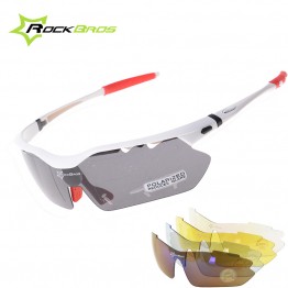 ROCKBROS Polarized Cycling Eyewear Cycling Glasses&5 Lens Bicycle Goggles Bike Eyewear UV400 Sports Sun Glasses TR90,4Colors