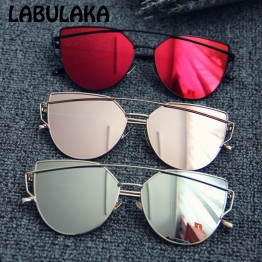 Red Cat Eye Brand Designer Sunglasses Women Double-Deck Metal Frame Vintage Flat Sun Glasses Mirror Shades Gafas De Sol UV400 
