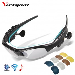 VICTGOAL Polarized Cycling Glasses Bluetooth Men Motorcycling Sunglasses MP3 Phone Bicycle Outdoor Sport 5 Len Sun Glasses M1033